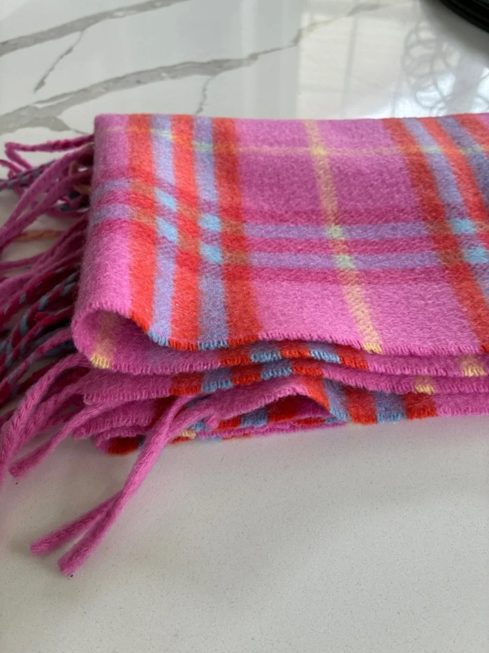 Burberry Pink Plaid Fringe Scarf - Picture 4 of 4